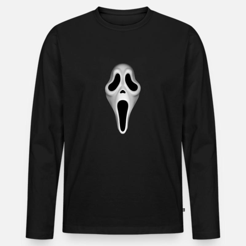 GHOST GESICHTSMASKE - Männer Premium Bio Langarmshirt - Schwarz