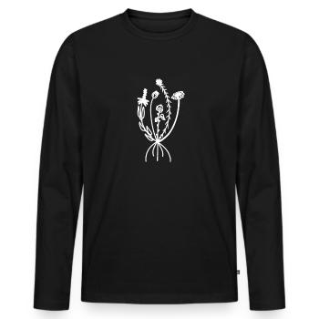 Fleurs d’accentuation / ligne fine - T-shirt manches longues Premium bio Homme - noir - Devant - Nico (187cm)