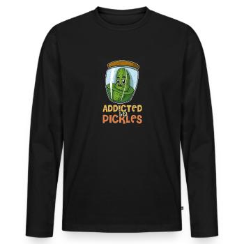 Fruits, jardin, concombres, cornichons, cornichons - T-shirt manches longues Premium bio Homme - noir - Devant - Nico (187cm)