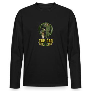 Top Dad Top Dad Father's Day Military Soldiers - Men's Premium Organic Long Sleeve Shirt - black - Front - Nico (187cm)