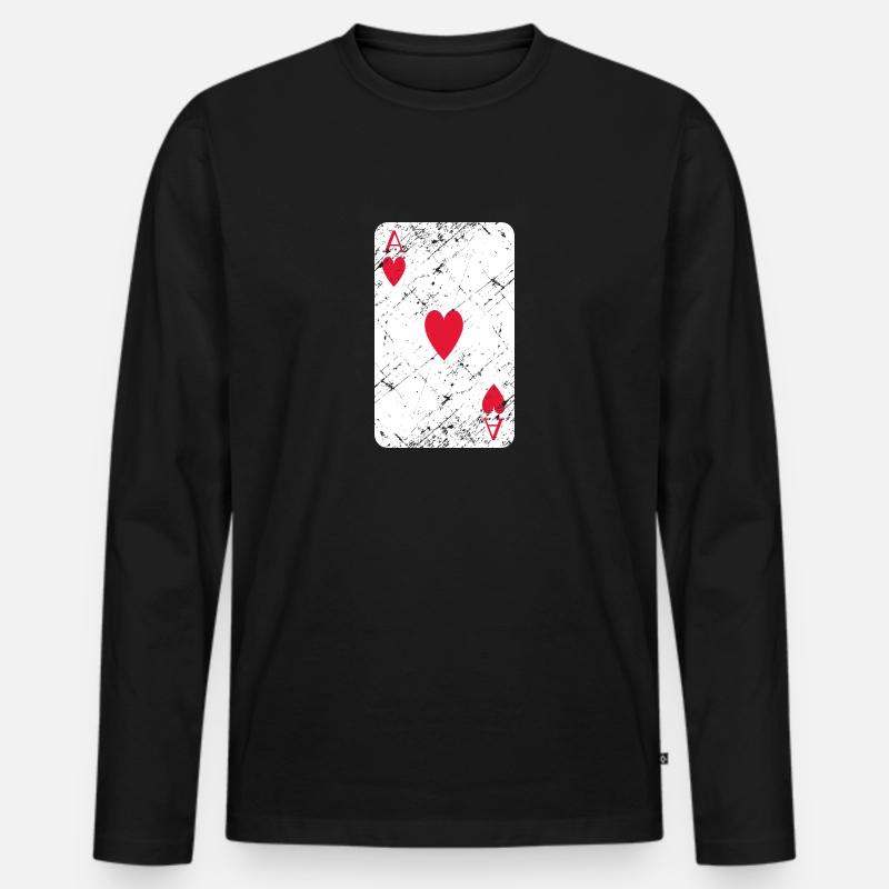 Herz Ass grunch - Männer Premium Bio Langarmshirt - Schwarz