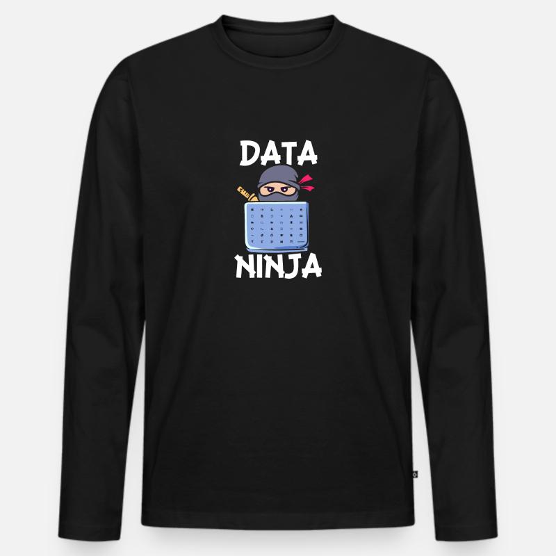 Data Ninja - Männer Premium Bio Langarmshirt - Schwarz