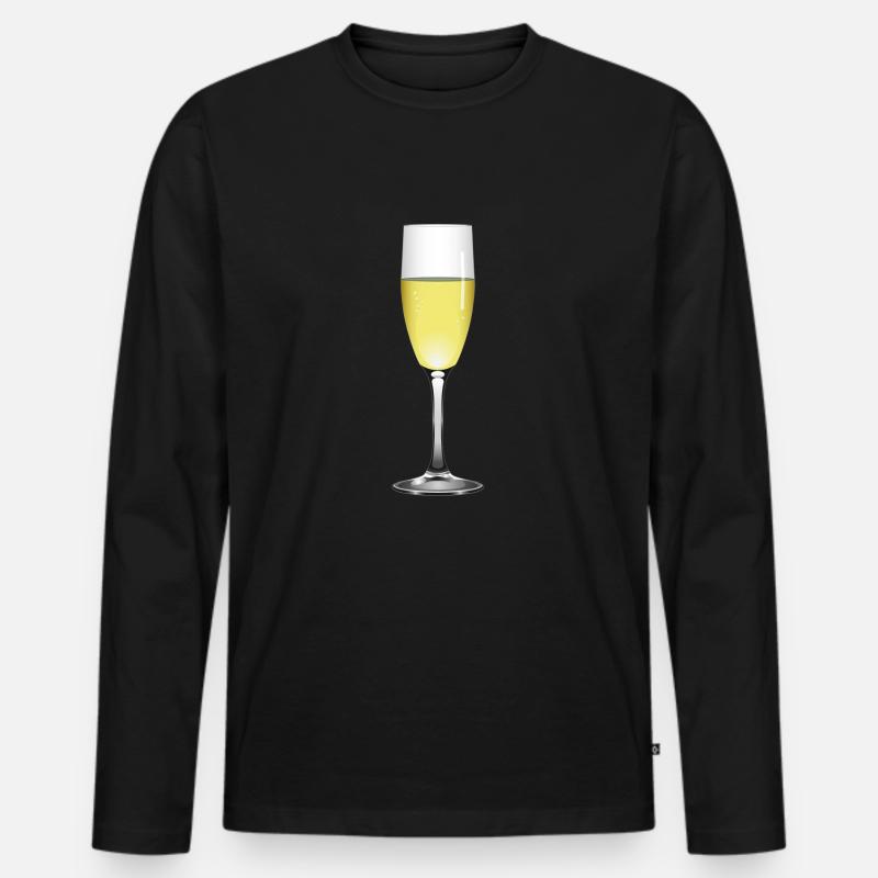 Glas mit Sekt - Männer Premium Bio Langarmshirt - Schwarz