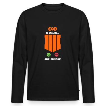 CoD is calling and I must go call Duty Geschenk - Männer Premium Bio Langarmshirt - Schwarz - Vorne - Nico (187cm)