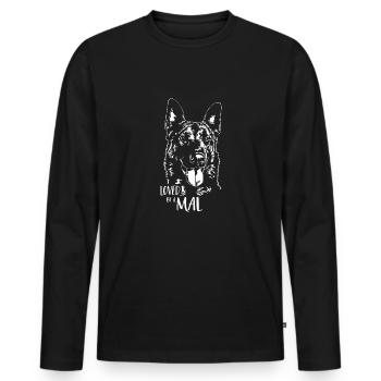 Loved by a Mal Malinois Dog Saying Dogs Wilsigns - Men's Premium Organic Long Sleeve Shirt - black - Front - Nico (187cm)