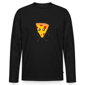 Delicious Kawaii Pizza - Men's Premium Organic Long Sleeve Shirt - black - Front - Nico (187cm)