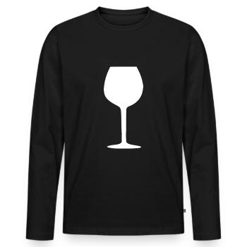 Weinglas, Wein - Männer Premium Bio Langarmshirt - Schwarz - Vorne - Nico (187cm)