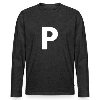 P - Männer Premium Bio Langarmshirt - Anthrazit meliert - Vorne - Nico (187cm)