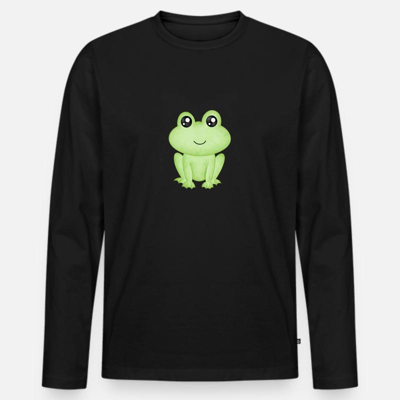 Frosch - Männer Premium Bio Langarmshirt - Schwarz