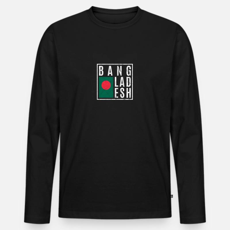 Bangladesch - Männer Premium Bio Langarmshirt - Schwarz