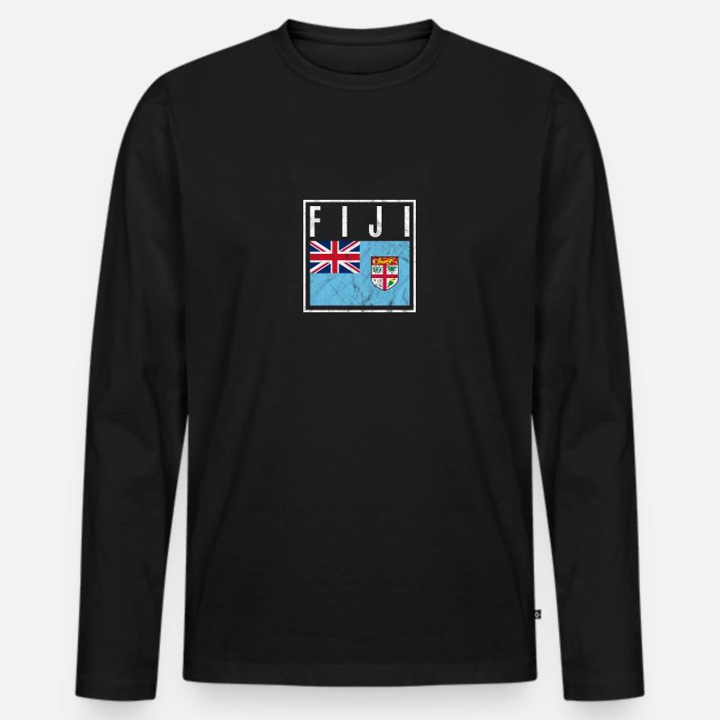 Fidschi - Männer Premium Bio Langarmshirt - Schwarz
