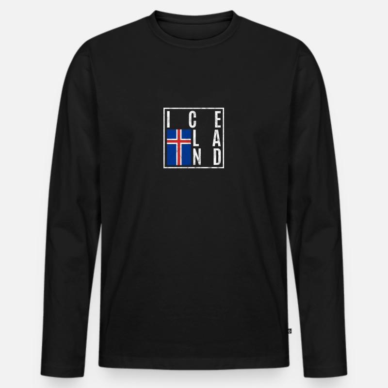 Island - Männer Premium Bio Langarmshirt - Schwarz