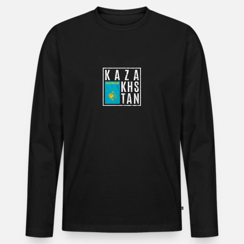Kasachstan - Männer Premium Bio Langarmshirt - Schwarz