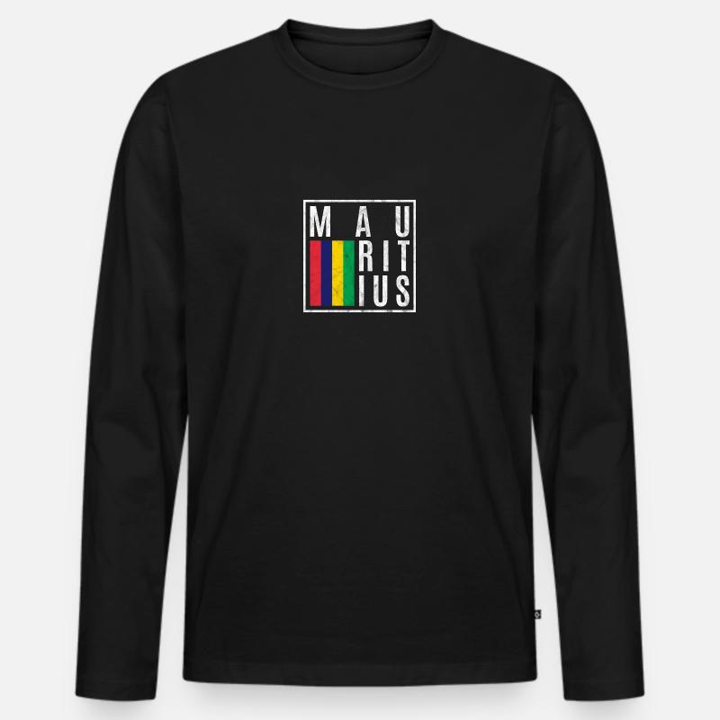 Mauritius - Männer Premium Bio Langarmshirt - Schwarz