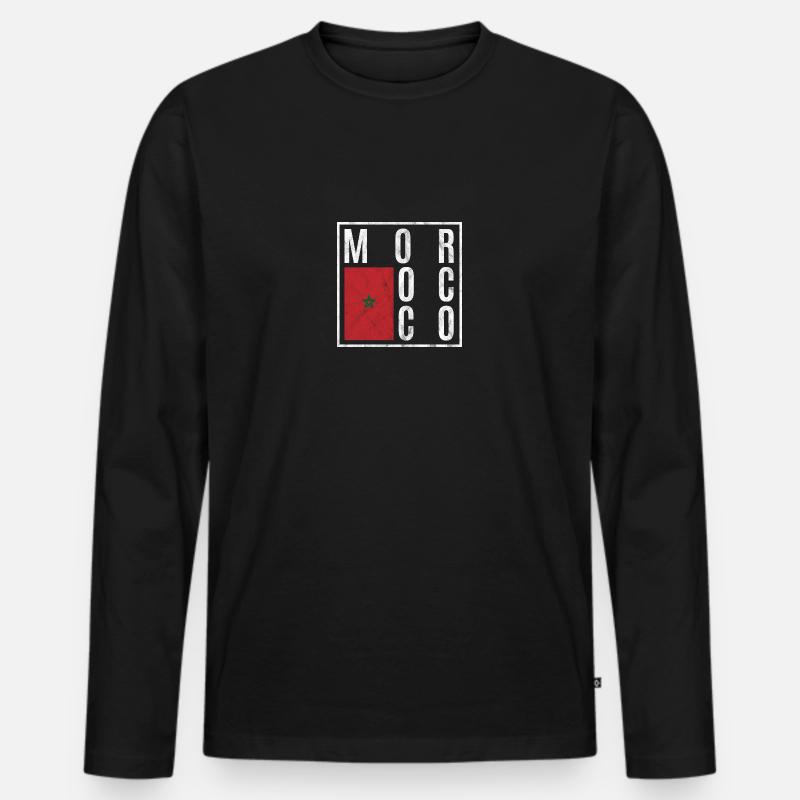 Marokko - Männer Premium Bio Langarmshirt - Schwarz