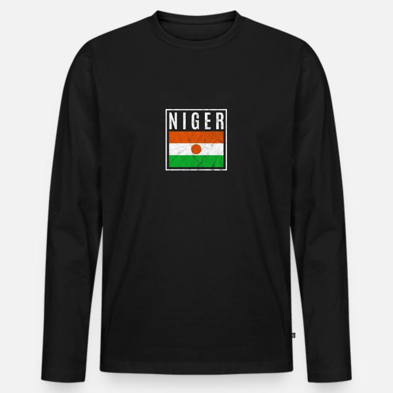 Niger - Männer Premium Bio Langarmshirt - Schwarz