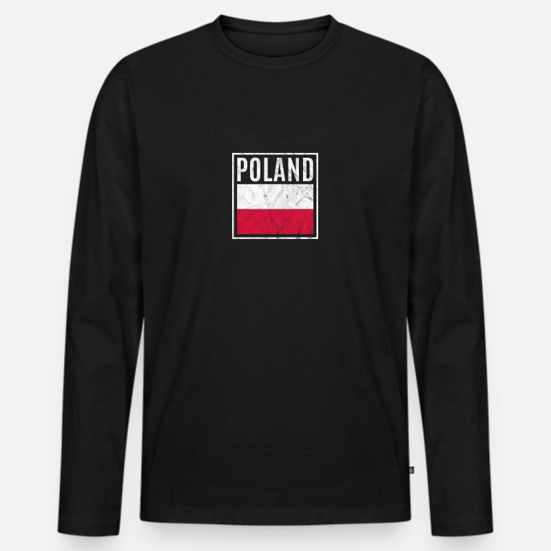 Polen - Männer Premium Bio Langarmshirt - Schwarz