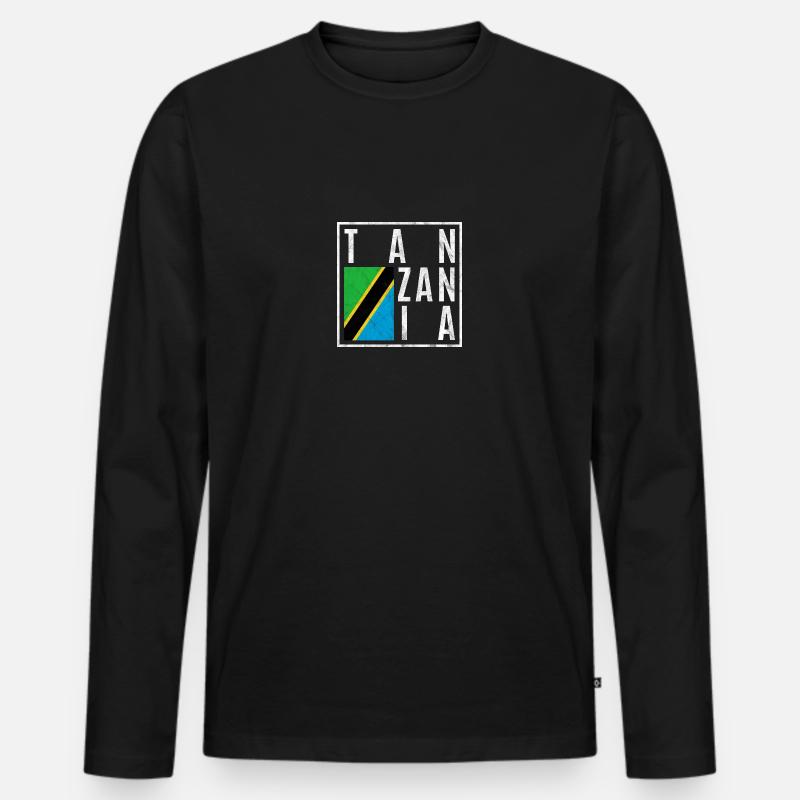 Tansania - Männer Premium Bio Langarmshirt - Schwarz