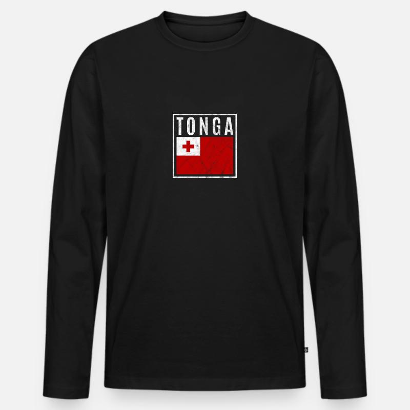 Tonga - Männer Premium Bio Langarmshirt - Schwarz