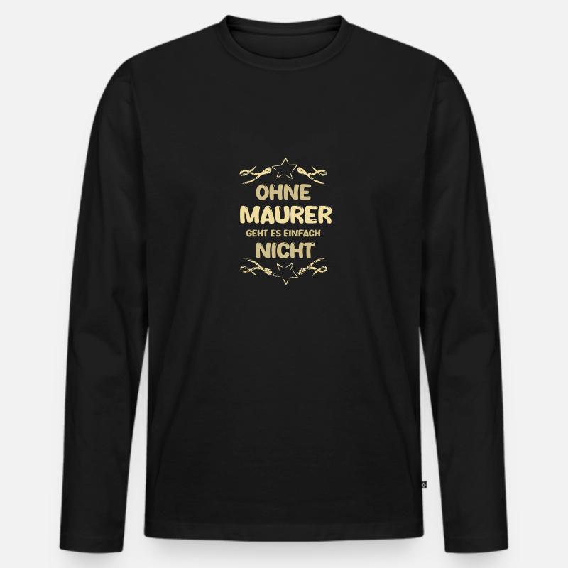 Maurer - Männer Premium Bio Langarmshirt - Schwarz