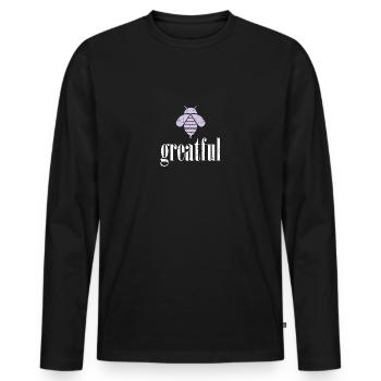 Purple Pastel Bee Greatful Bee Be Greatful - Men's Premium Organic Long Sleeve Shirt - black - Front - Nico (187cm)