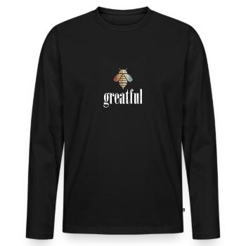 Retro Bee Greatful Biene Be Greatful - Men's Premium Organic Long Sleeve Shirt - black - Front - Nico (187cm)