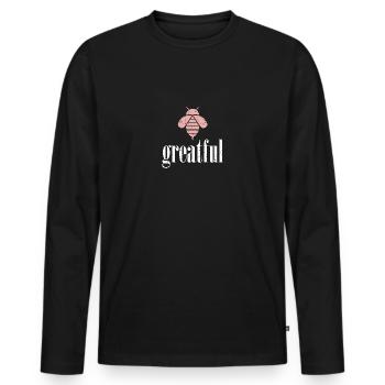 Rosa Bee Greatful Biene Be Greatful - Men's Premium Organic Long Sleeve Shirt - black - Front - Nico (187cm)