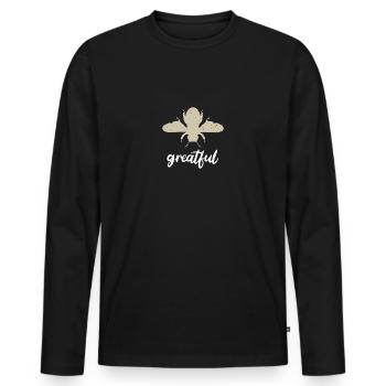 Beige Bee Greatful Biene Be Greatful - Men's Premium Organic Long Sleeve Shirt - black - Front - Nico (187cm)