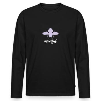Lila Pastell Bee Merciful Biene Be Merciful - Männer Premium Bio Langarmshirt - Schwarz - Vorne - Nico (187cm)
