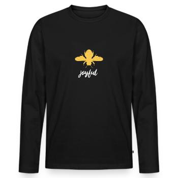 Gelb Bee Joyful Biene Be Joyful - Männer Premium Bio Langarmshirt - Schwarz - Vorne - Nico (187cm)