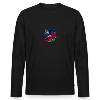 Nauru - Männer Premium Bio Langarmshirt - Schwarz - Vorne - Nico (187cm)