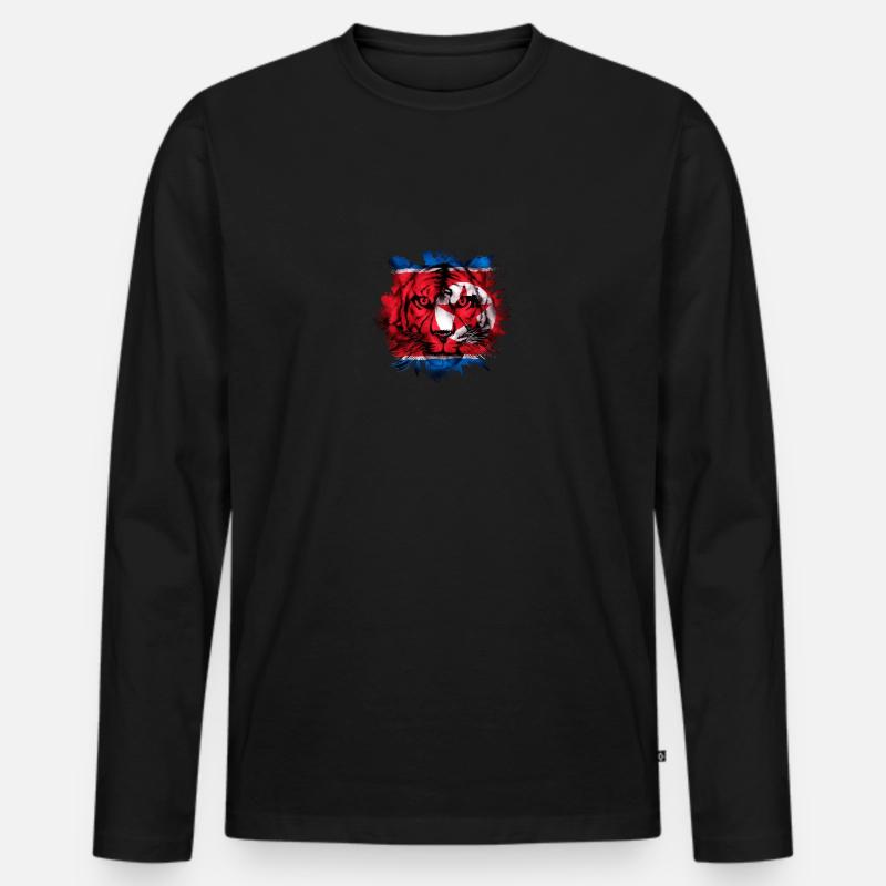 Nordkorea - Männer Premium Bio Langarmshirt - Schwarz