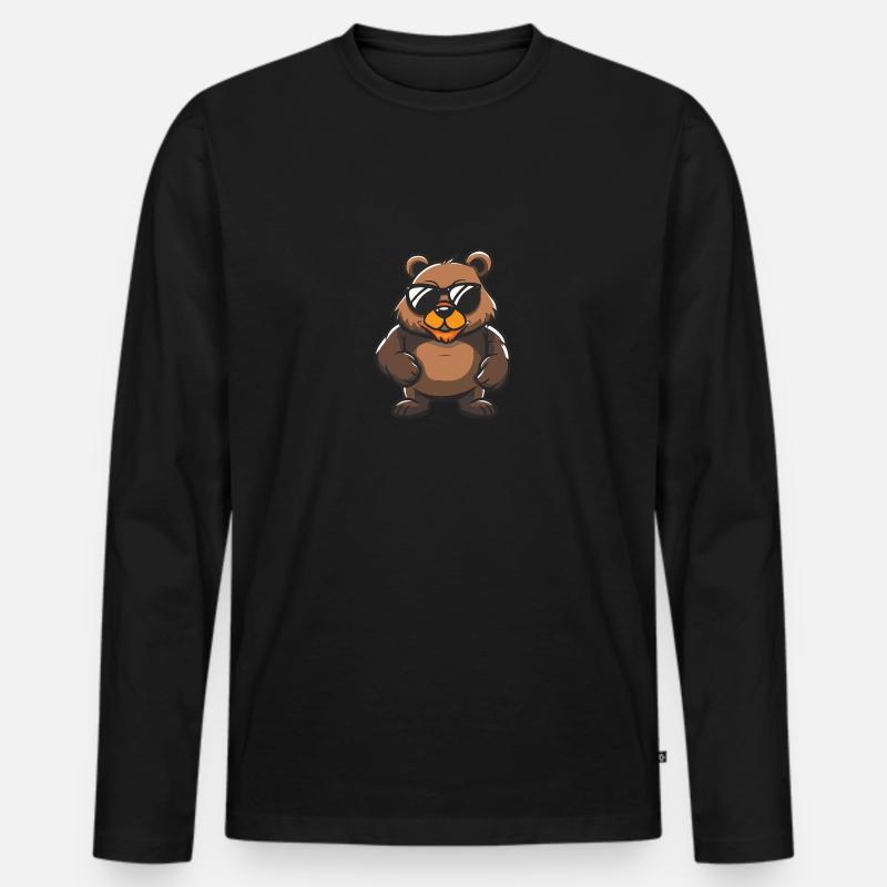 Bär Cool Tier - Männer Premium Bio Langarmshirt - Schwarz