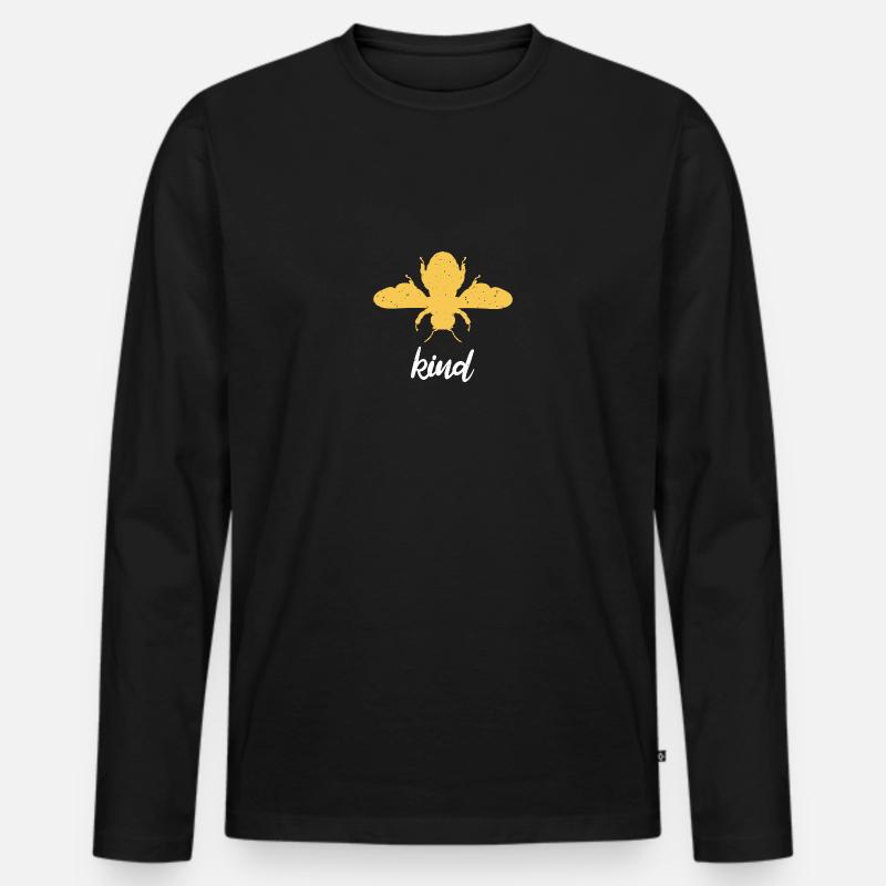 Gelb Bee Kind Biene Be Kind - Männer Premium Bio Langarmshirt - Schwarz