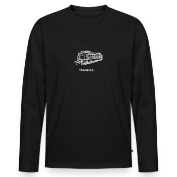 Bahn Zug Eisenbahn Dampflok Train Geschenk - Männer Premium Bio Langarmshirt - Schwarz - Vorne - Nico (187cm)