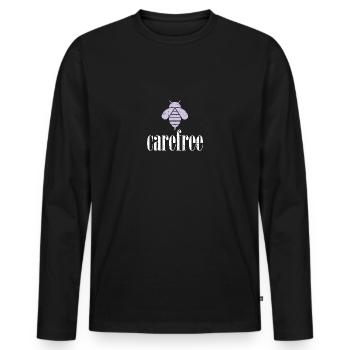 Lila Pastell Bee Carefree Biene Be Carefree - Männer Premium Bio Langarmshirt - Schwarz - Vorne - Nico (187cm)