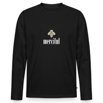 Beige Bee Merciful Biene Be Merciful - Männer Premium Bio Langarmshirt - Schwarz - Vorne - Nico (187cm)