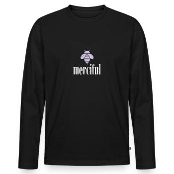 Lila Pastell Bee Merciful Biene Be Merciful - Männer Premium Bio Langarmshirt - Schwarz - Vorne - Nico (187cm)