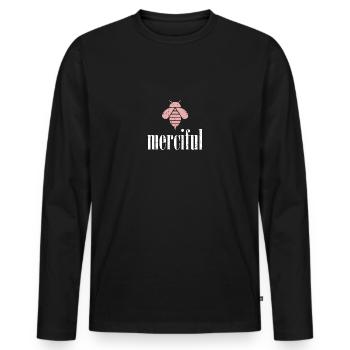 Rosa Bee Merciful Biene Be Merciful - Männer Premium Bio Langarmshirt - Schwarz - Vorne - Nico (187cm)