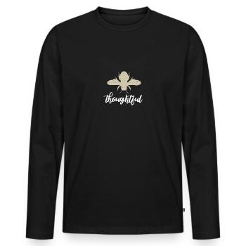 Beige Bee Thoughtful Biene Be Thoughtful - Men's Premium Organic Long Sleeve Shirt - black - Front - Nico (187cm)