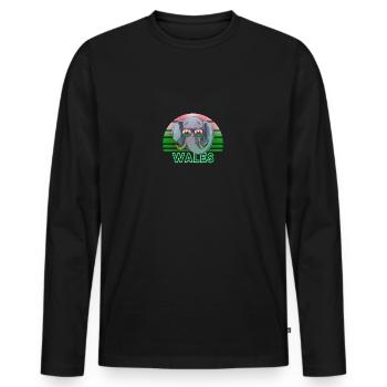 Wales - Männer Premium Bio Langarmshirt - Schwarz - Vorne - Nico (187cm)