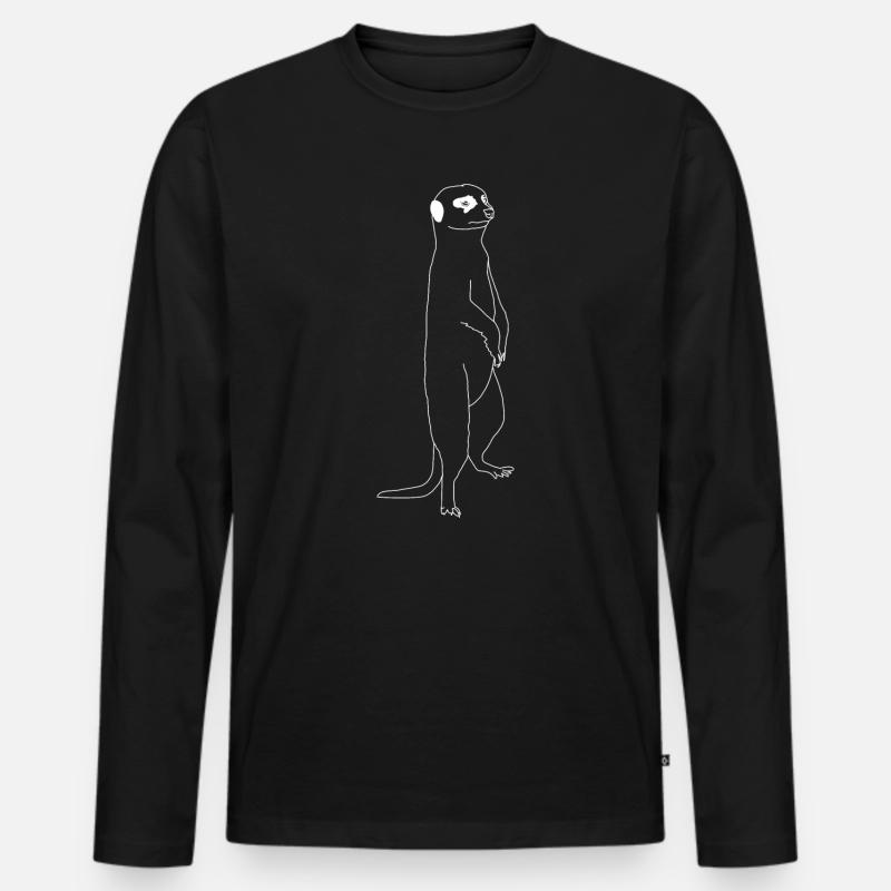 Erdmännchen lineart - Männer Premium Bio Langarmshirt - Schwarz