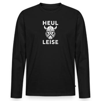 Heul Leise Viking Kopf Illustration - Männer Premium Bio Langarmshirt - Schwarz - Vorne - Nico (187cm)