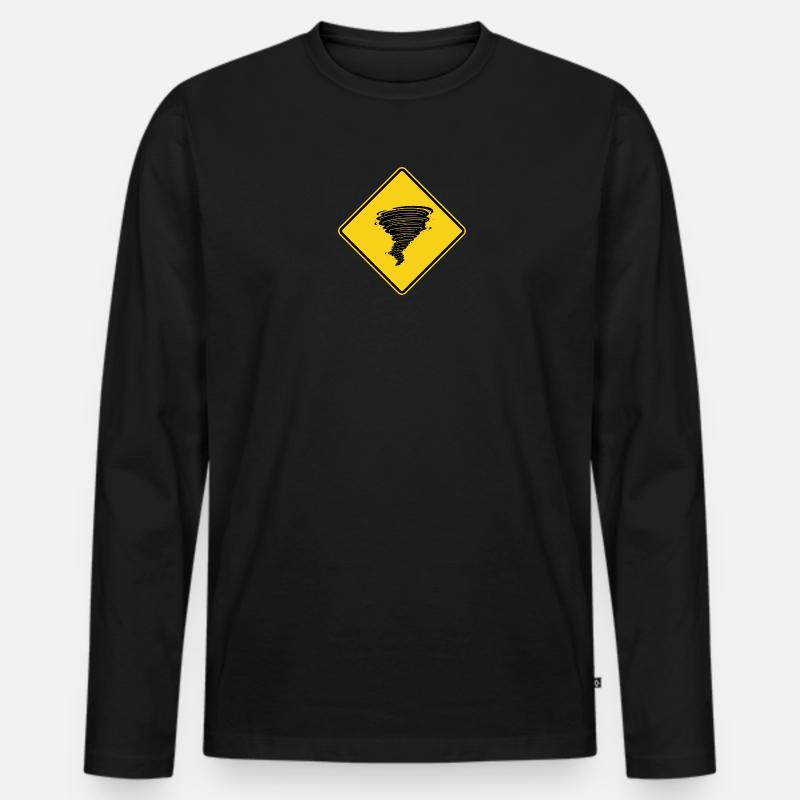 Tornado Warnschild - Männer Premium Bio Langarmshirt - Schwarz