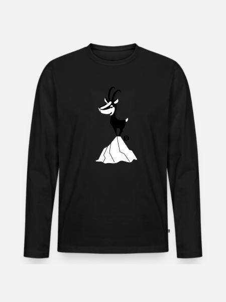 Gemse - Männer Premium Bio Langarmshirt - Schwarz