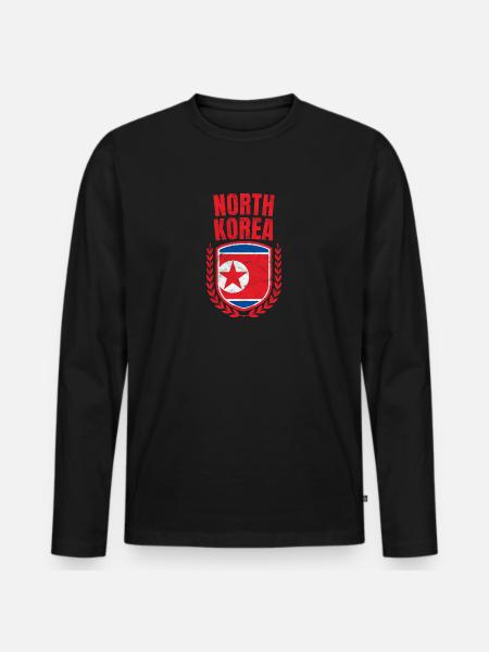 Nordkorea - Männer Premium Bio Langarmshirt - Schwarz