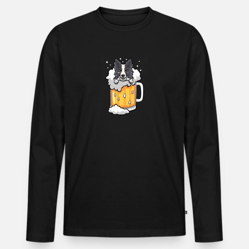 Bier border collie - Männer Premium Bio Langarmshirt - Schwarz