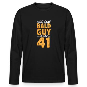 Bald Head Baldness Beard Bald Head - Men's Premium Organic Long Sleeve Shirt - black - Front - Nico (187cm)