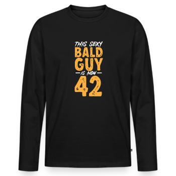 Glatze Kahlköpfigkeit Bart Glatzkopf - Männer Premium Bio Langarmshirt - Schwarz - Vorne - Nico (187cm)