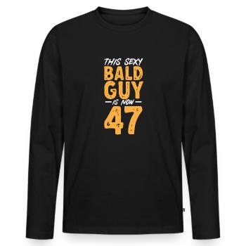 Bald Head Baldness Beard Bald Head - Men's Premium Organic Long Sleeve Shirt - black - Front - Nico (187cm)
